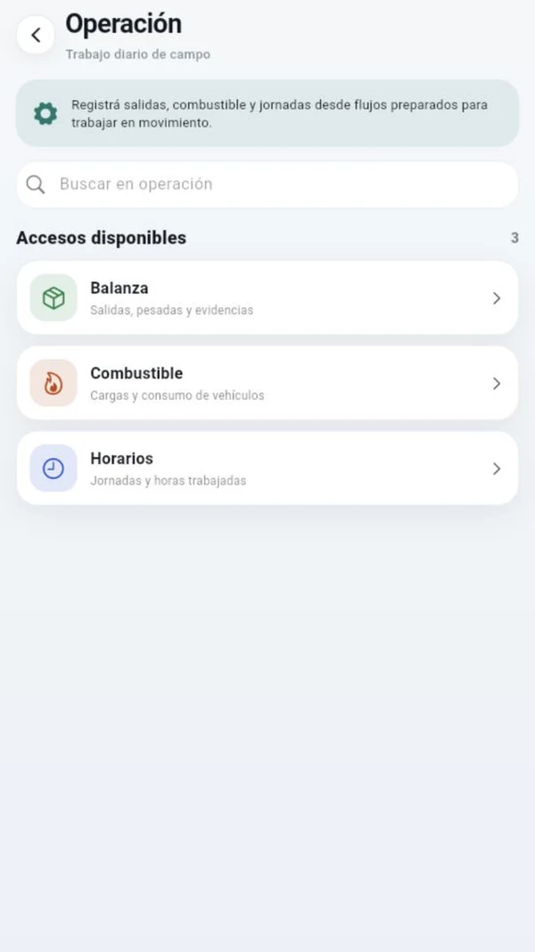 Aplicación móvil Don Raúl: accesos de operación
